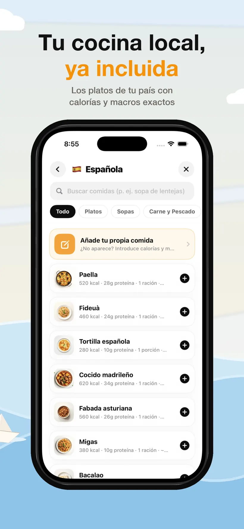 Base de datos de cocina local en Lokma con platos regionales, sus calorías, sus proteínas y el tamaño de la ración, filtrados por tipo de plato